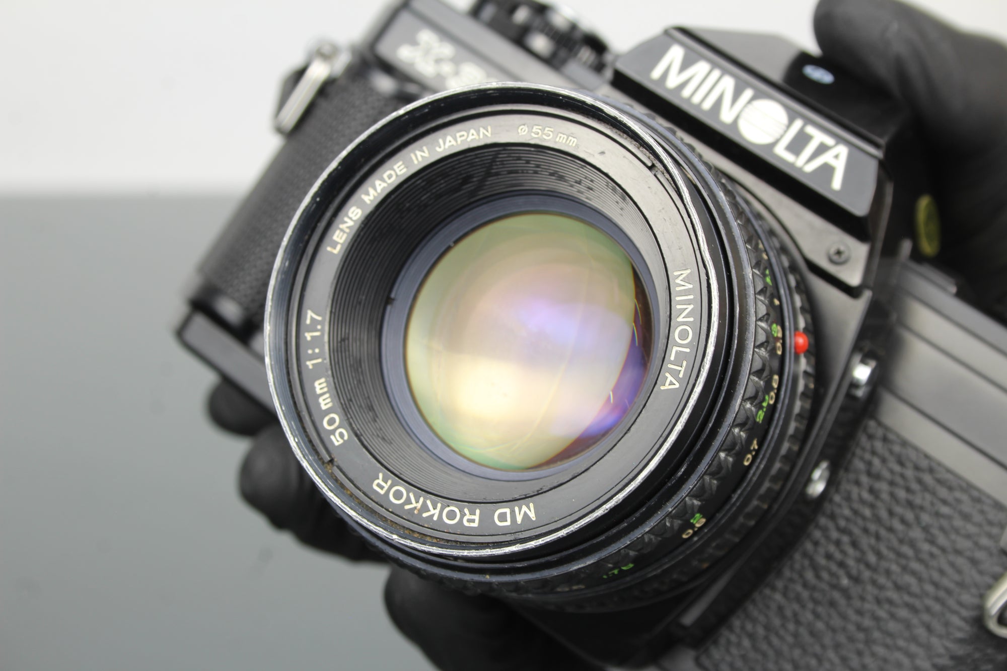 Minolta X-300 + MD Rokkor 50mm 1:1.7 55mm obiektyw